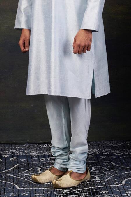 Buy_Thetaa_Blue Silk, Satin Mirrors Hand Embroidered Work Kurta Set _Online_at_Aza_Fashions