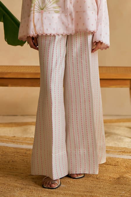 Moh India Pink Chanderi Embroidery Collared Floral Print Co-ord Set at Aza Fashions Moh India_Pink Chanderi Embroidery Collared Floral Print Co-ord Set _at_Aza_Fashions