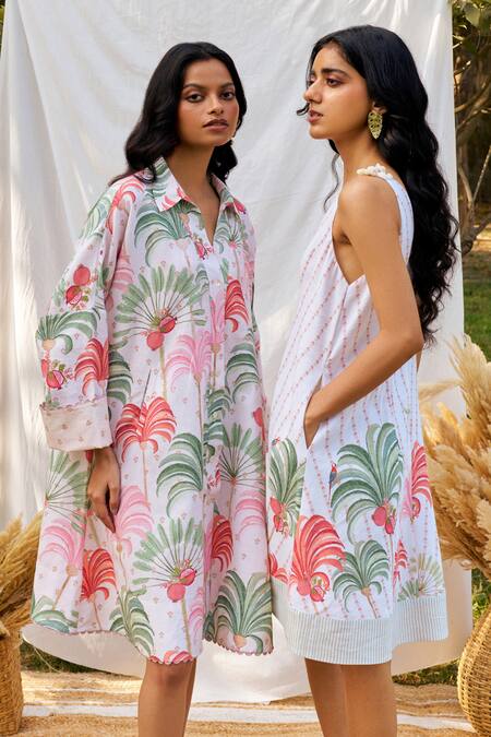 Shop Moh India Ivory Linen, Cotton V-neck Sleeveless Dress Online at Aza Fashions Shop_Moh India_Ivory Linen, Cotton V-neck Sleeveless Dress _Online_at_Aza_Fashions