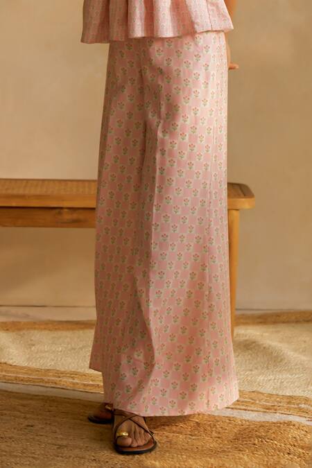 Buy Moh India Ivory Chanderi Silk Embroidery Round Neck Rouge Mist Palm Co-ord Set Online at Aza Fashions Buy_Moh India_Ivory Chanderi Silk Embroidery Round Neck Rouge Mist Palm Co-ord Set _Online_at_Aza_Fashions