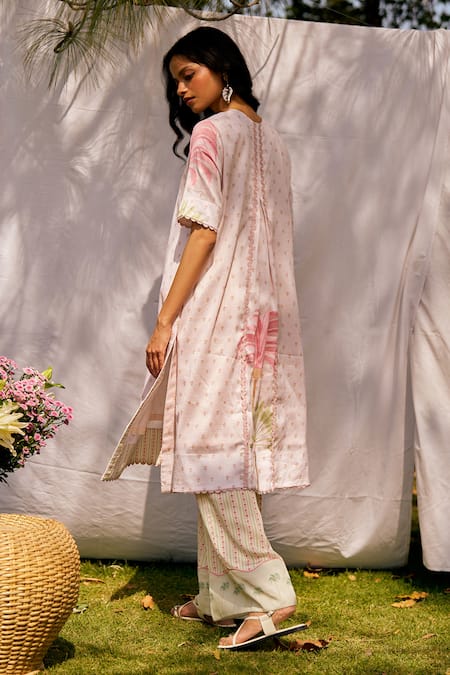 Buy Moh India Pink Chanderi Silk, Cotton Embroidery Round Neck Dusty Rose Co-ord Set Online at Aza Fashions Buy_Moh India_Pink Chanderi Silk, Cotton Embroidery Round Neck Dusty Rose Co-ord Set _Online_at_Aza_Fashions