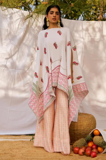 Shop Moh India Ivory Pleated Designer Cape at Aza Fashions Shop_Moh India_Ivory Pleated Designer Cape _at_Aza_Fashions