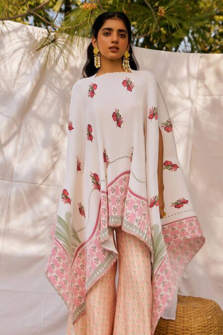 Buy Moh India Ivory Pleated Designer Cape Online at Aza Fashions Buy_Moh India_Ivory Pleated Designer Cape _Online_at_Aza_Fashions