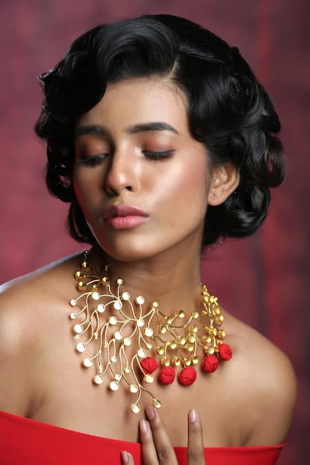 Zaza By Somya Gold Plated Contemporary Choker Necklace 