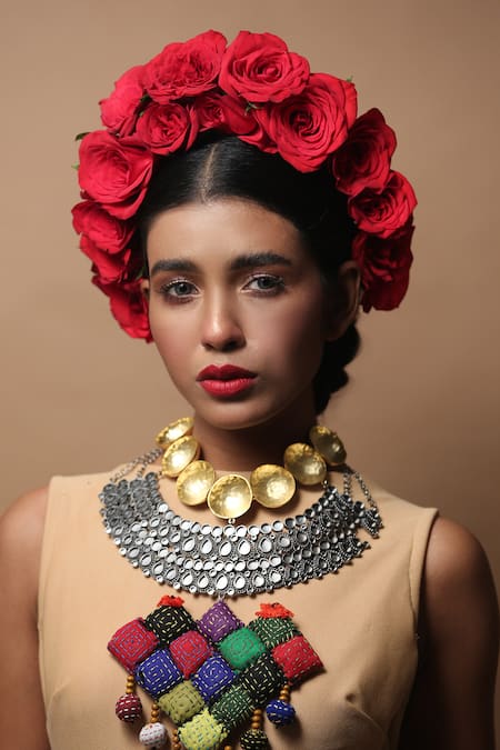 Zaza By Somya Contemporary Brass Choker Neck Piece 