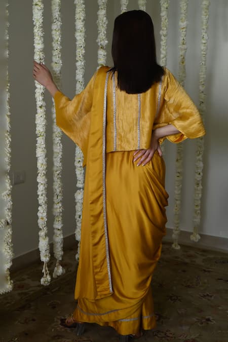 Shorshe Clothing Elegant Yellow Modal Silk Saree Set 