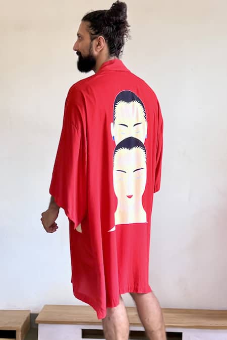 Aliaum Geisha Print Handcrafted Kimono 