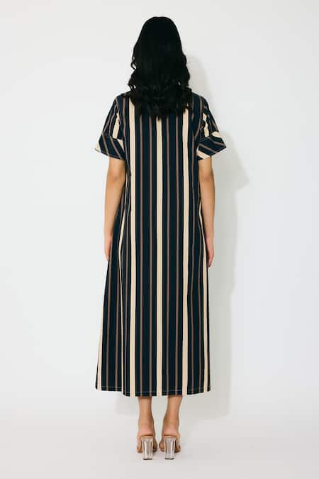 Koai Striped Midi Dress With Belt 