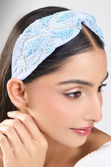 Nazaakat By Samara Singh Embroidered Blue Hairband 