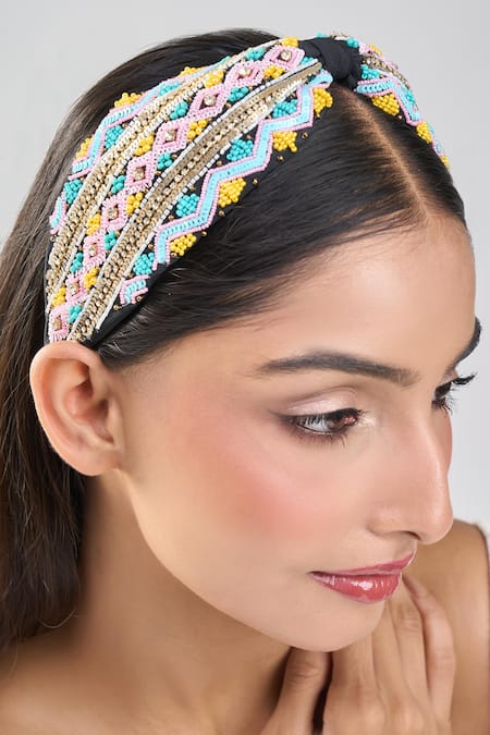 Nazaakat By Samara Singh Hand Embroidered Colorful Hairband 