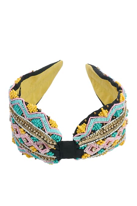 Nazaakat By Samara Singh Hand Embroidered Colorful Hairband 