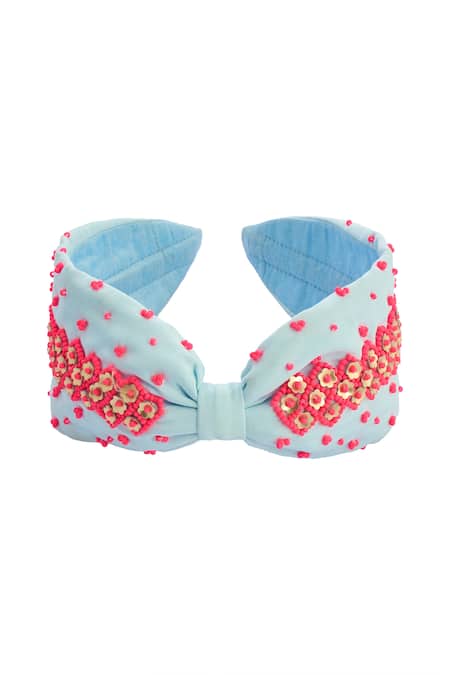 Nazaakat By Samara Singh Blue Hand Embroidered Hairband 