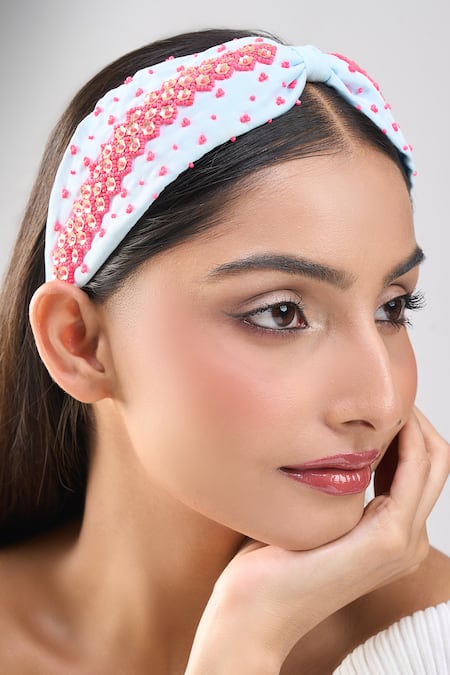 Samyukta Singhania Blue Hand Embroidered Hairband 