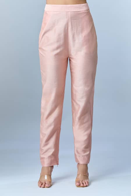 Bhumika Sharma Pink Embroidery Round Neck Floral Yoke Anarkali And Pant Set Online at Aza Fashions Bhumika Sharma_Pink Embroidery Round Neck Floral Yoke Anarkali And Pant Set _Online_at_Aza_Fashions