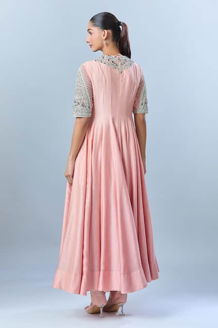 Bhumika Sharma Floral Embroidered Yoke Anarkali & Pant Set 