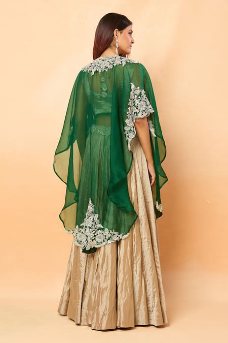 Prisho Gota Embroidered Cape Lehenga Set 