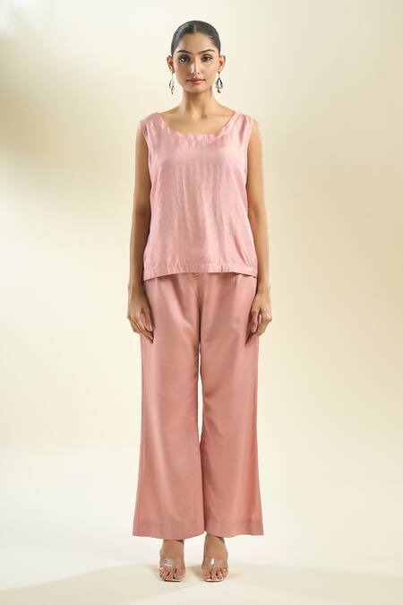 Prisho_Pink Silk Embroidery, Sequins, Zari, Pearls Round Floral Thread Jacket Pant Set _Online_at_Aza_Fashions