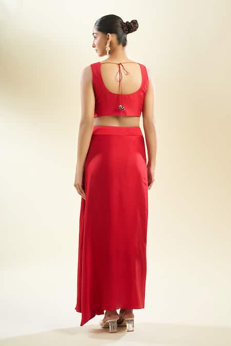 Shop_Prisho_Fuchsia Zari, Sequins, Pearls Round Neck Zardozi Embroidered Cape And Skirt Set _at_Aza_Fashions