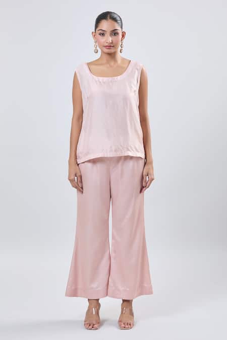 Prisho_Pink Silk, Cotton Tassels Mandarin Collar Embroidered Kurta Set With Jacket _at_Aza_Fashions