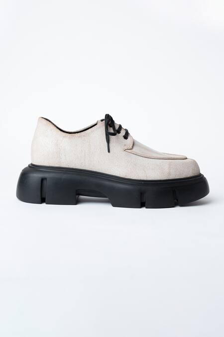Kavith White Laced Derby Chunky Shoes Online at Aza Fashions Kavith_White Laced Derby Chunky Shoes _Online_at_Aza_Fashions