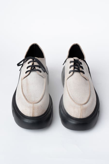 Shop Kavith White Laced Derby Chunky Shoes at Aza Fashions Shop_Kavith_White Laced Derby Chunky Shoes _at_Aza_Fashions