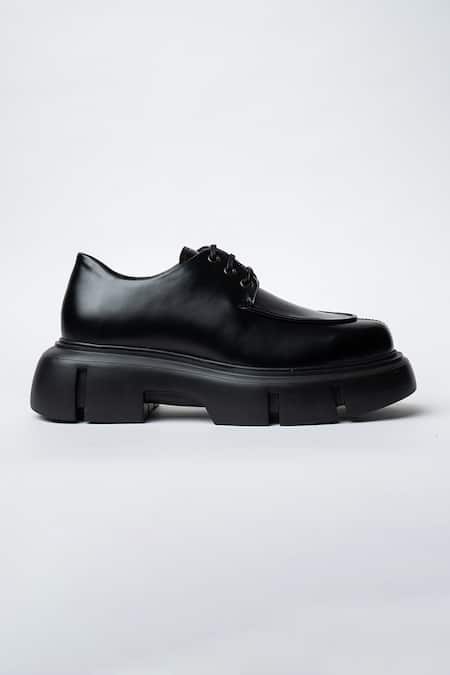 Buy_Kavith_Black Chunky Sole Laced Derby Shoes _Online_at_Aza_Fashions