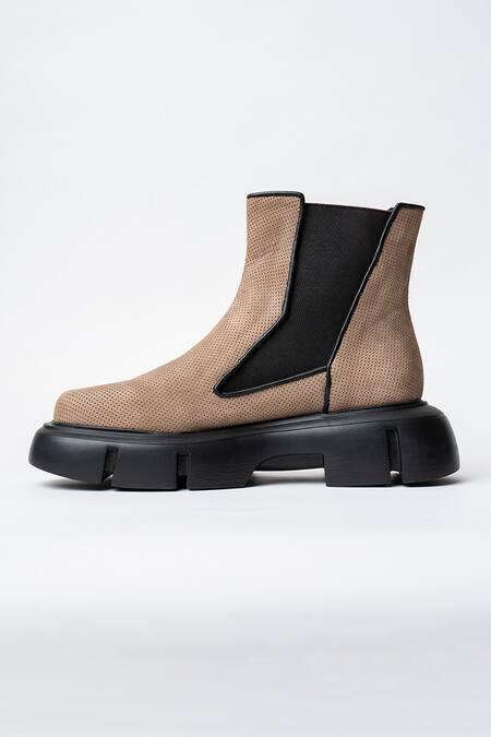 Buy_Kavith_Beige Suede Derby Shoes _Online_at_Aza_Fashions