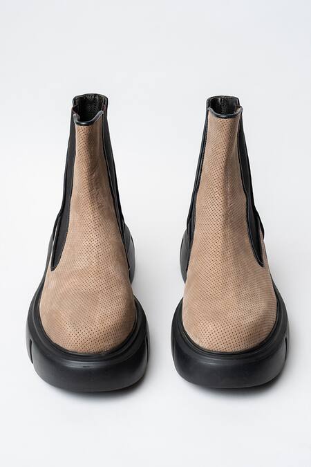 Kavith Beige Suede Derby Shoes 