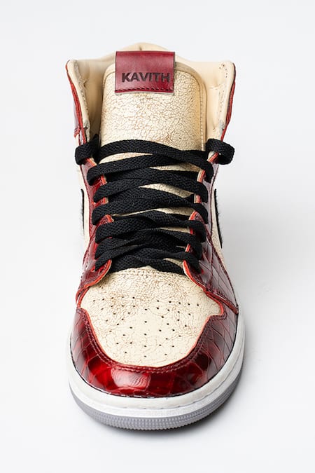 Kavith Custom Red Croco Leather Sneakers 