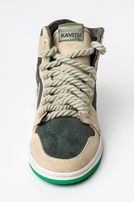 Kavith Green & Beige Suede Custom Shoes 