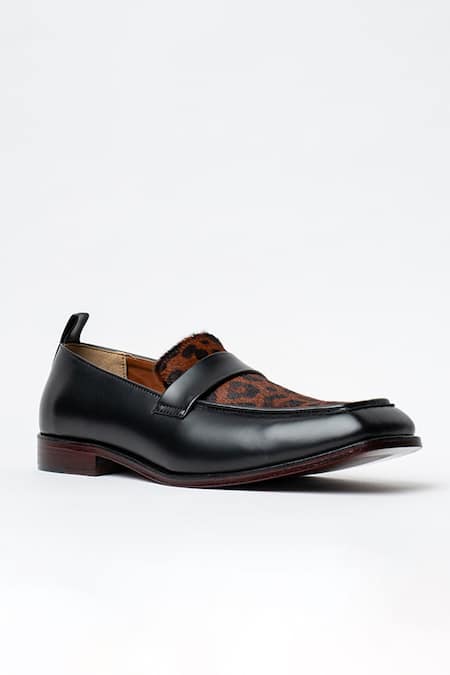 Kavith Black Evening Square Toe Loafers 