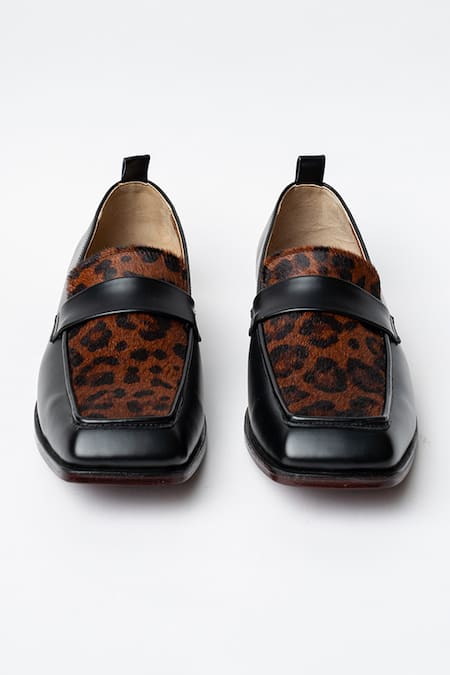 Shop Kavith Black Evening Square Toe Loafers at Aza Fashions Shop_Kavith_Black Evening Square Toe Loafers _at_Aza_Fashions