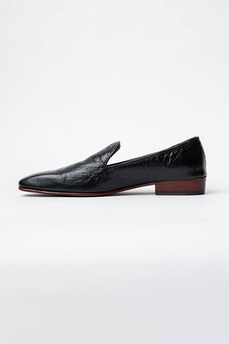 Kavith Black Evening Almond Toe Slip-ons Online at Aza Fashions Kavith_Black Evening Almond Toe Slip-ons _Online_at_Aza_Fashions