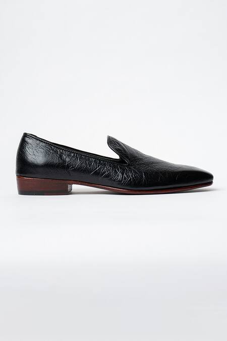 Buy Kavith Black Evening Almond Toe Slip-ons Online at Aza Fashions Buy_Kavith_Black Evening Almond Toe Slip-ons _Online_at_Aza_Fashions