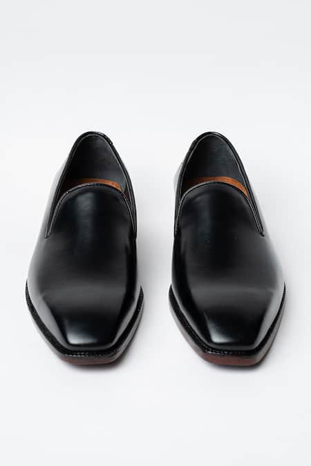 Shop Kavith Black Almond Toe Velvet Evening Slippers at Aza Fashions Shop_Kavith_Black Almond Toe Velvet Evening Slippers _at_Aza_Fashions