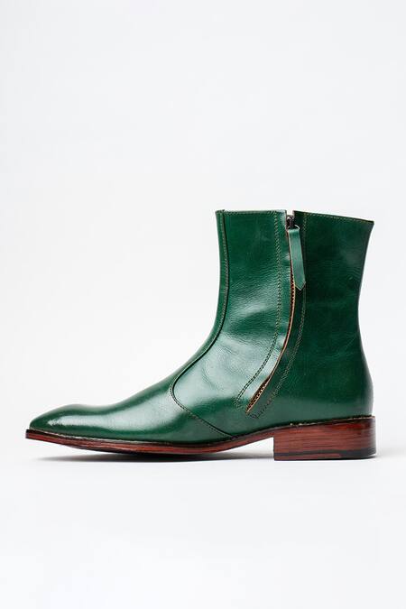 Kavith Green Cowboy Ankle Boots Online at Aza Fashions Kavith_Green Cowboy Ankle Boots _Online_at_Aza_Fashions