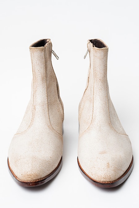 Kavith Beige Suede Cowboy Ankle Boots 