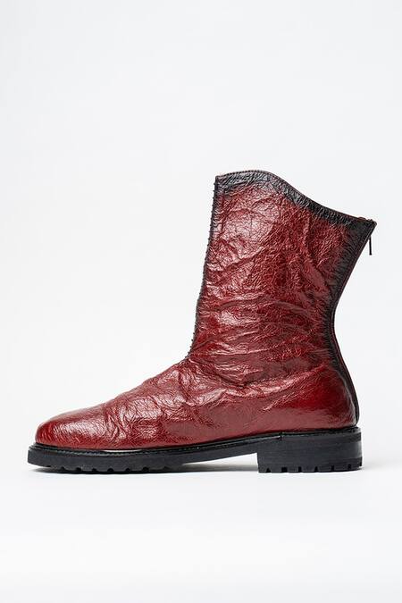 Kavith Burgundy Rounded Toe Bordo Ankle Boots Online at Aza Fashions Kavith_Burgundy Rounded Toe Bordo Ankle Boots _Online_at_Aza_Fashions