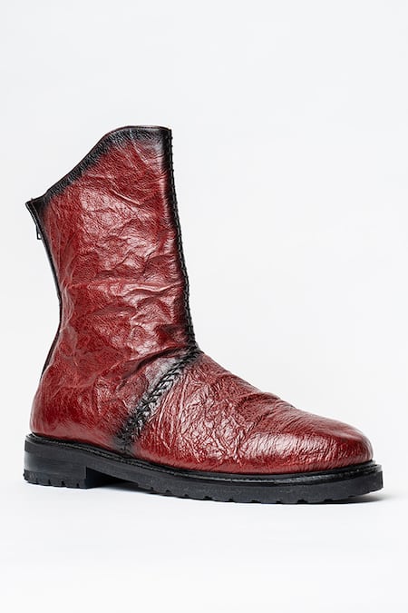 Kavith Rounded Toe Bordo Ankle Boots 