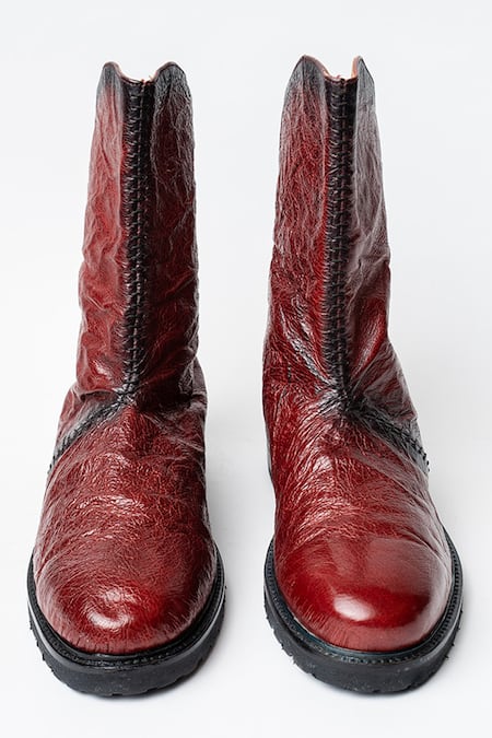 Kavith Rounded Toe Bordo Ankle Boots 