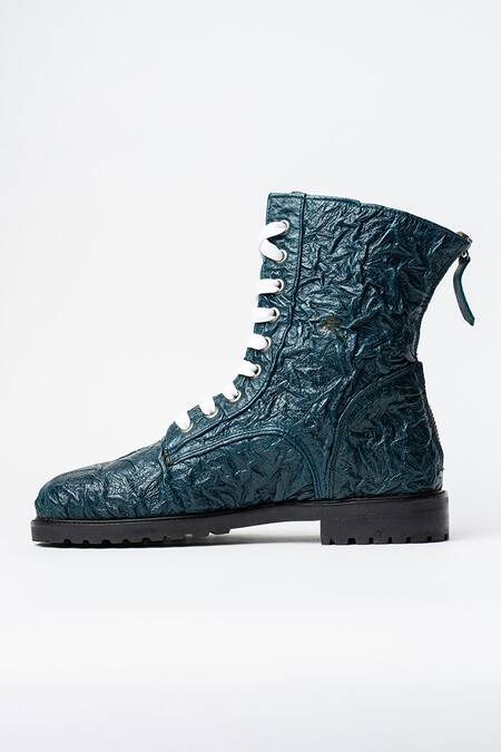 Kavith Teal Blue Ankle Boots Online at Aza Fashions Kavith_Teal Blue Ankle Boots _Online_at_Aza_Fashions