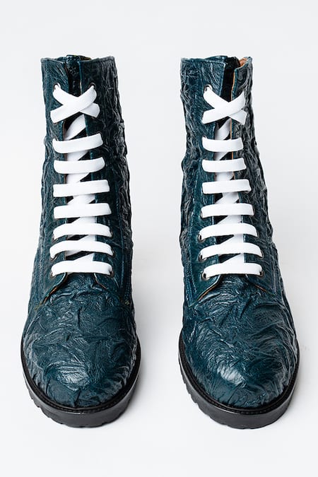 Kavith Teal Blue Ankle Boots 