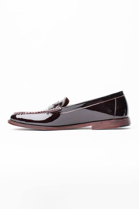 Kavith_Maroon Classic Penny Loafers _Online_at_Aza_Fashions