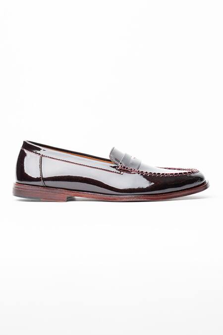 Buy_Kavith_Maroon Classic Penny Loafers _Online_at_Aza_Fashions