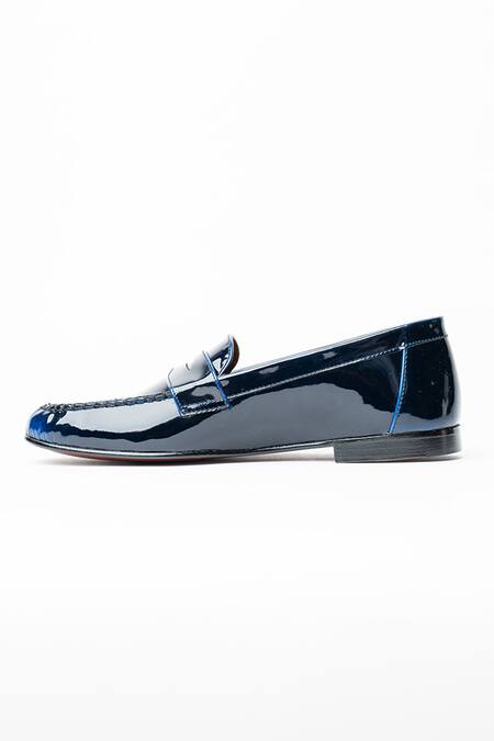 Kavith Blue Classic Penny Loafer Online at Aza Fashions Kavith_Blue Classic Penny Loafer _Online_at_Aza_Fashions