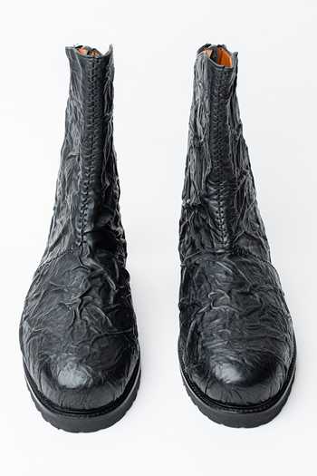 Kavith Black Hand Wrinkled Ankle Boots 