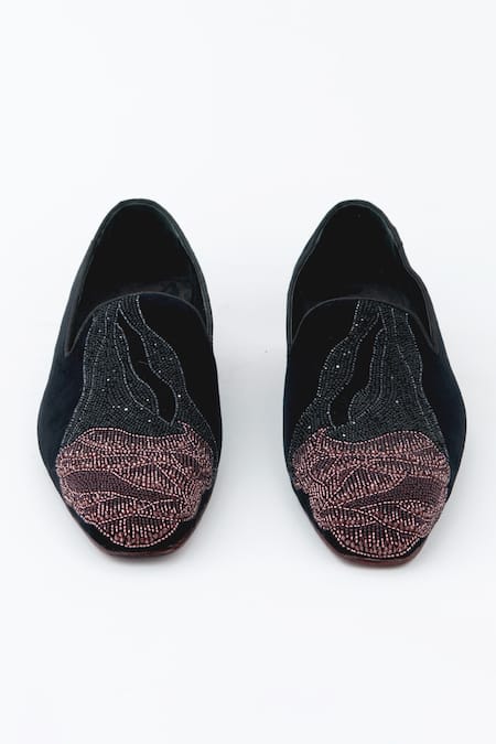 Kavith Tassel Black Suede Hand Embroidered Juttis 