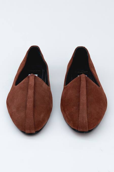 Shop_Kavith_Maroon Mocha Shade Suede Jutti _Online_at_Aza_Fashions