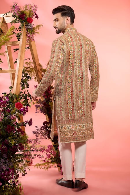 Shop_Kasbah_Multi Color Georgette Sequins, Embroidery Classic Kurta _at_Aza_Fashions