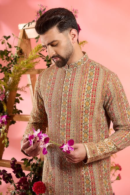 Buy_Kasbah_Multi Color Georgette Sequins, Embroidery Classic Kurta _Online_at_Aza_Fashions